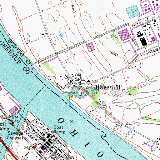 Topographic Map of Haverhill Post Office, OH