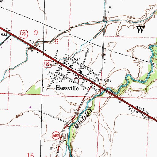 Topographic Map of Hessville Post Office (historical), OH