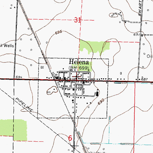 Topographic Map of Helena Post Office, OH
