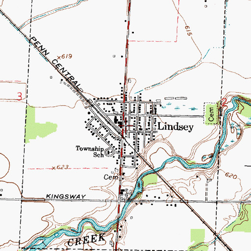 Topographic Map of Lindsey Post Office, OH