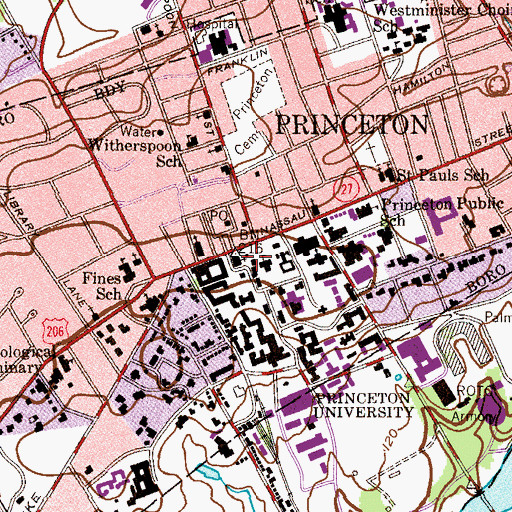 Topographic Map of Stanhope Hall, NJ