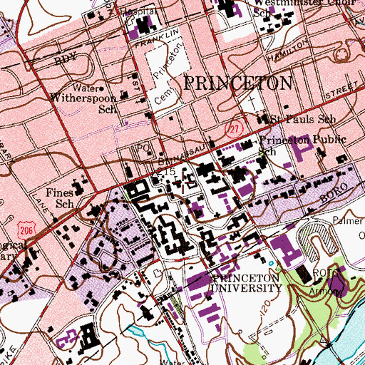 Topographic Map of Memorial Hall, NJ