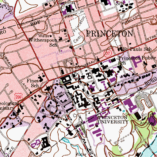 Topographic Map of Alexander Hall, NJ