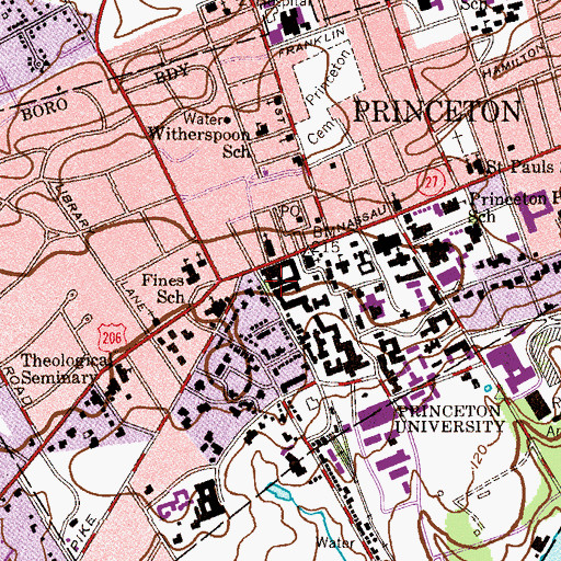 Topographic Map of Hamilton Hall, NJ