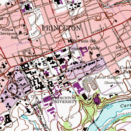 Topographic Map of Robertson Hall, NJ