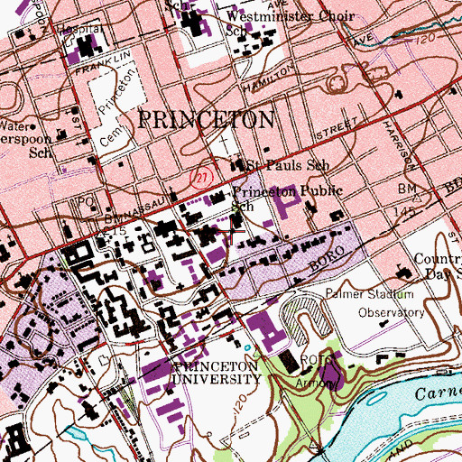 Topographic Map of Corwin Hall, NJ