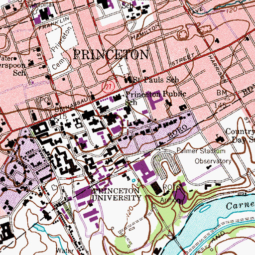 Topographic Map of Fisher Hall, NJ