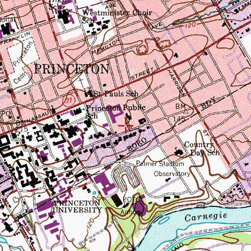 Topographic Map of Bowen Materials Institute, NJ