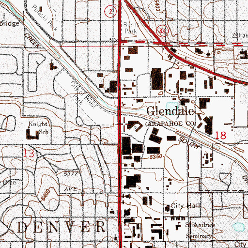 Topographic Map of Cherry Creek Townhouse Heliport, CO