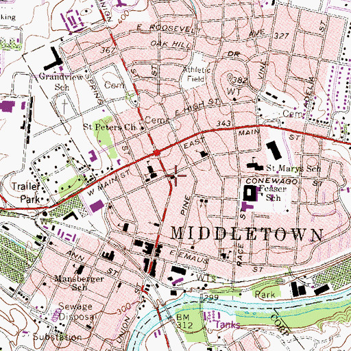 Topographic Map of Middletown Presbyterian Congregation, PA