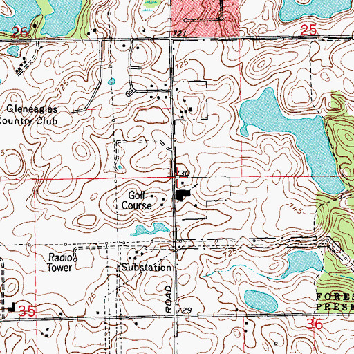 Topographic Map of Cleveland School (historical), IL