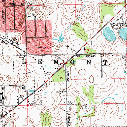 Topographic Map of Derby School (historical), IL