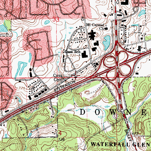 Topographic Map of Community Church, IL