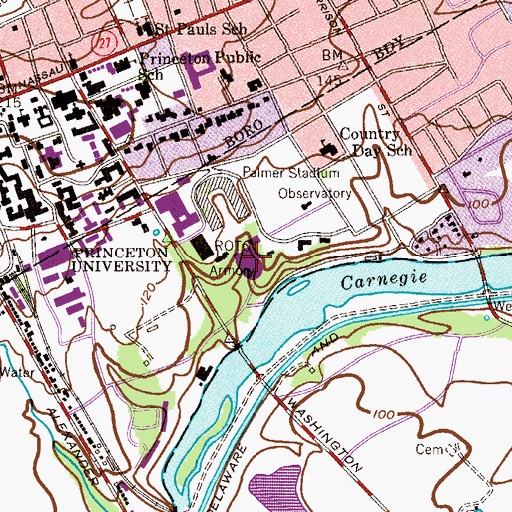 Topographic Map of Jadwin Gymnasium, NJ