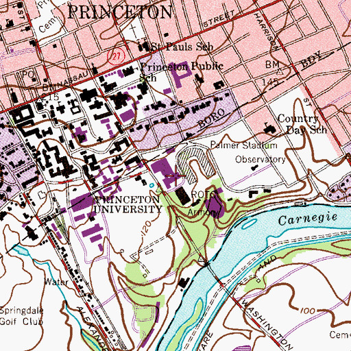 Topographic Map of Jadwin Hall, NJ