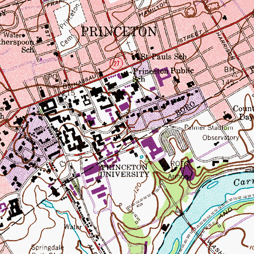 Topographic Map of Frist Campus Center, NJ