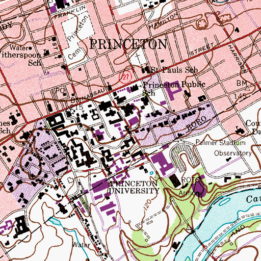 Topographic Map of Class of 1879 Hall, NJ