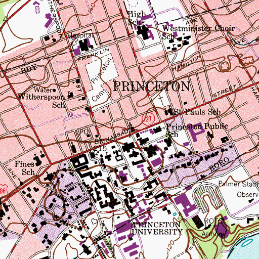 Topographic Map of Bainbridge House, NJ