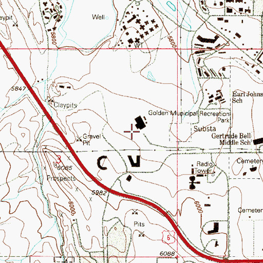 Topographic Map of Lookout Center Parking Lot Heliport, CO