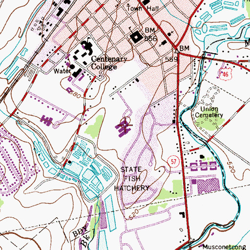 Topographic Map of Hackettstown High School, NJ