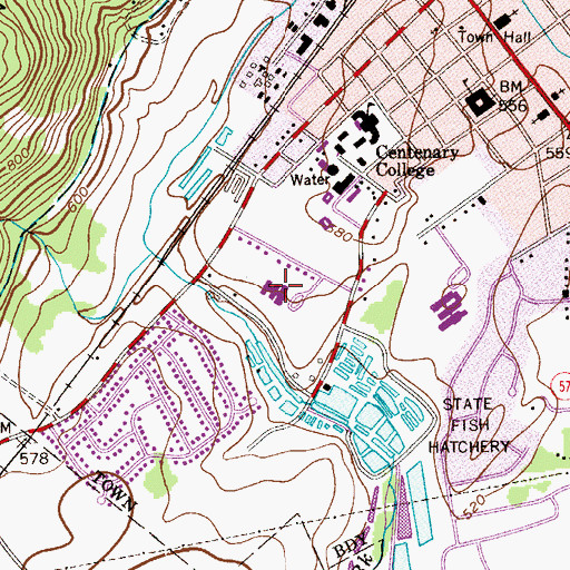 Topographic Map of Hatchery Hill Elementary School, NJ