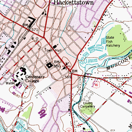 Topographic Map of First Presbyterian Church, NJ