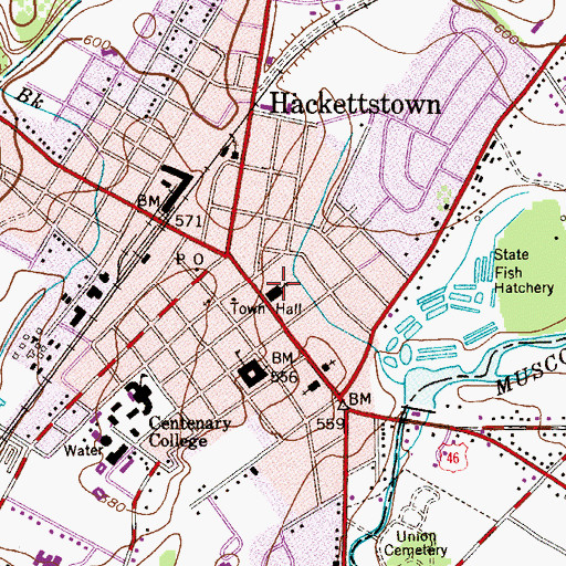 Topographic Map of Trinity United Methodist Church, NJ