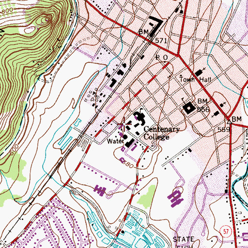 Topographic Map of Brotherton Hall, NJ
