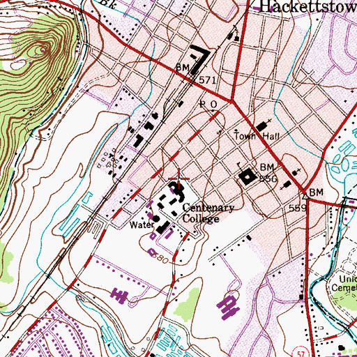 Topographic Map of Reeves Hall, NJ