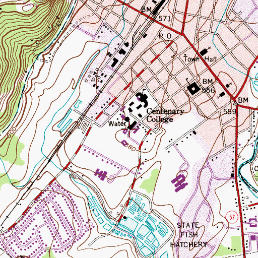 Topographic Map of Washabaugh Hall, NJ