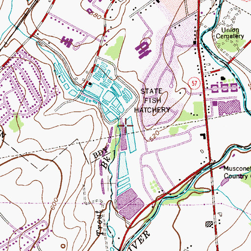 Topographic Map of Hackettstown Fish Hatchery, NJ