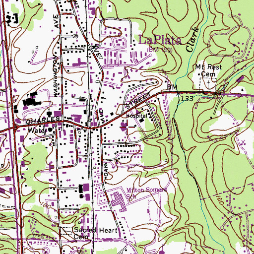 Topographic Map of University of Maryland Charles Regional Medical Center, MD
