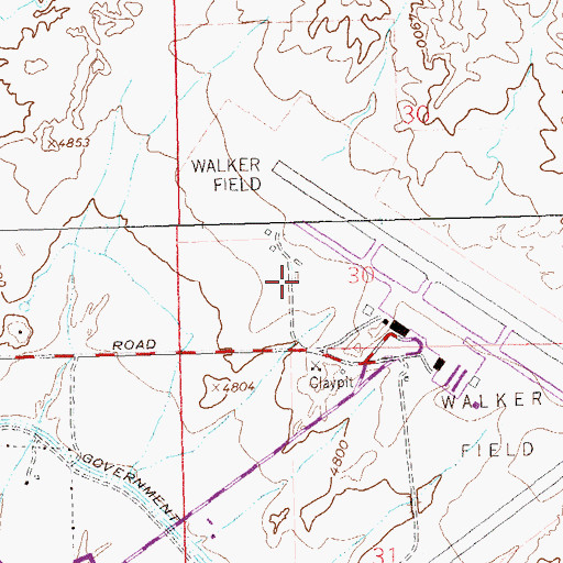 Topographic Map of Grand Junction Regional Airport, CO