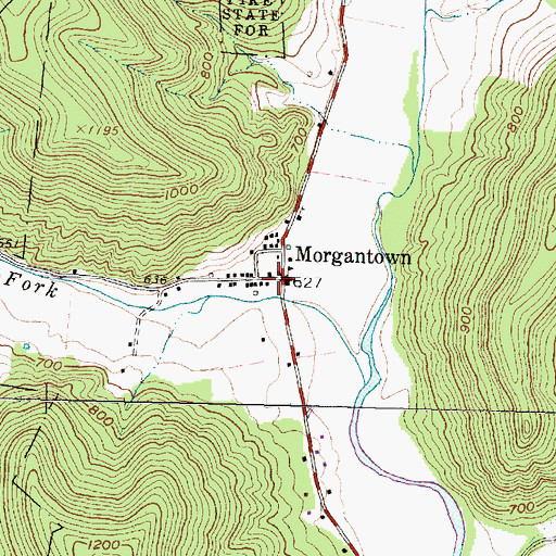 Topographic Map of Morgantown Post Office (historical), OH