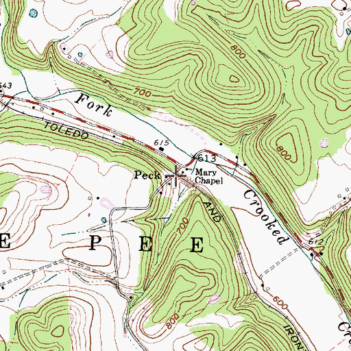 Topographic Map of Peck Post Office (historical), OH