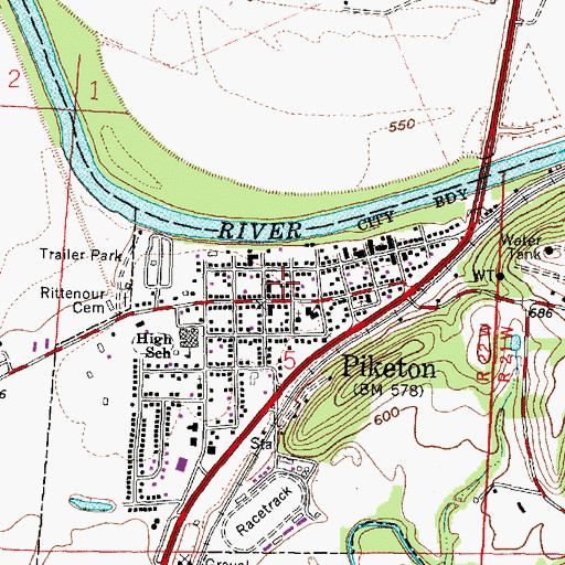 Topographic Map of Piketon Post Office, OH