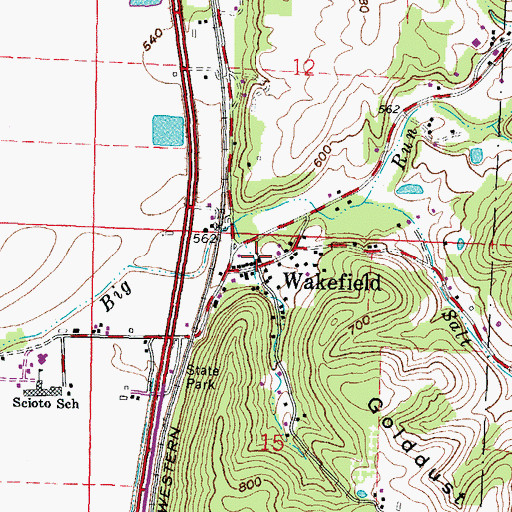 Topographic Map of Wakefield Post Office, OH