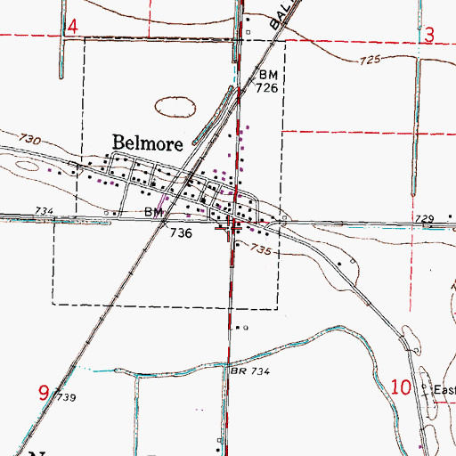 Topographic Map of Belmore Post Office, OH