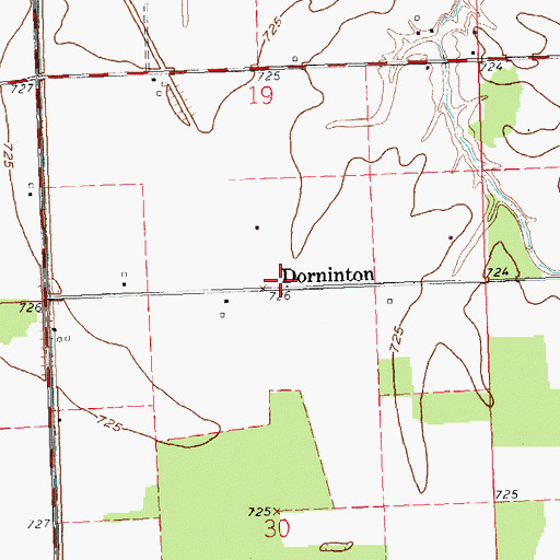 Topographic Map of Dornington Post Office (historical), OH