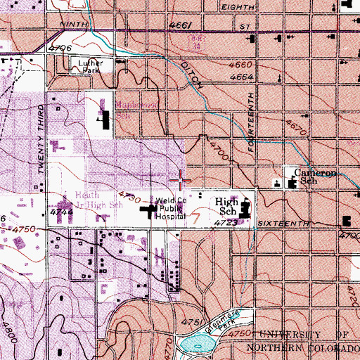 Topographic Map of NCMC Heliport, CO