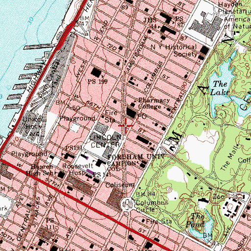 Topographic Map of Alice Tully Hall, NY