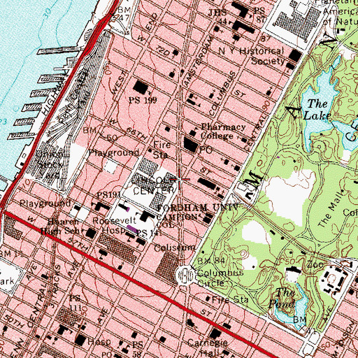Topographic Map of Lila Acheson Wallace Library, NY