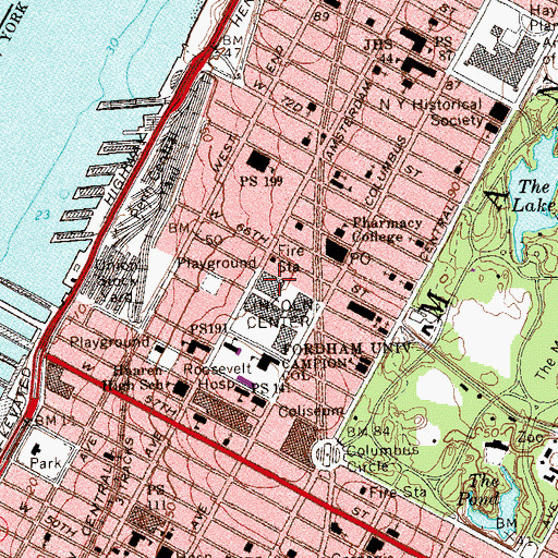 Topographic Map of Mitzi E Newhouse Theater, NY