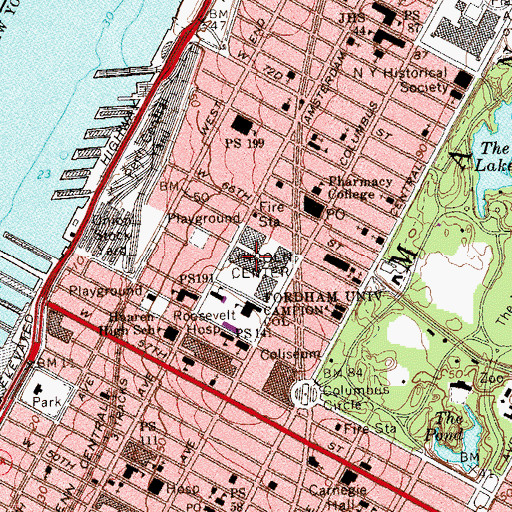 Topographic Map of Metropolitan Opera House, NY