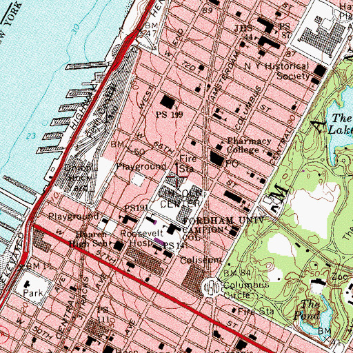 Topographic Map of New York Public Library for the Performing Arts, NY