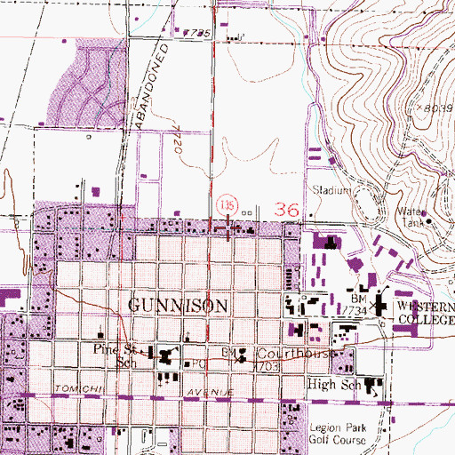 Topographic Map of Gunnison Valley Hospital Heliport, CO
