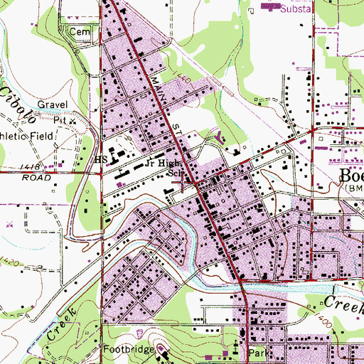 Topographic Map of Boerne Library, TX