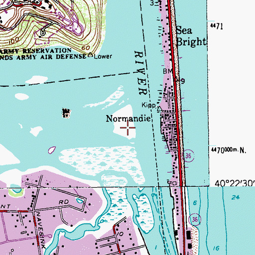 Topographic Map of Navesink River State Wildlife Management Area, NJ