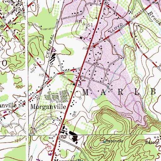 Topographic Map of Morganville Church, NJ