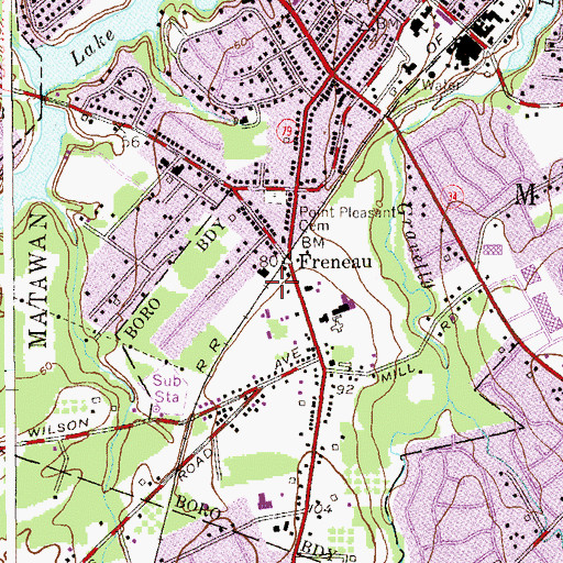 Topographic Map of Freneau Station (historical), NJ